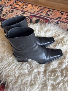 Alexander Wang Parker Leather Square-Toe Zip Ankle Boots